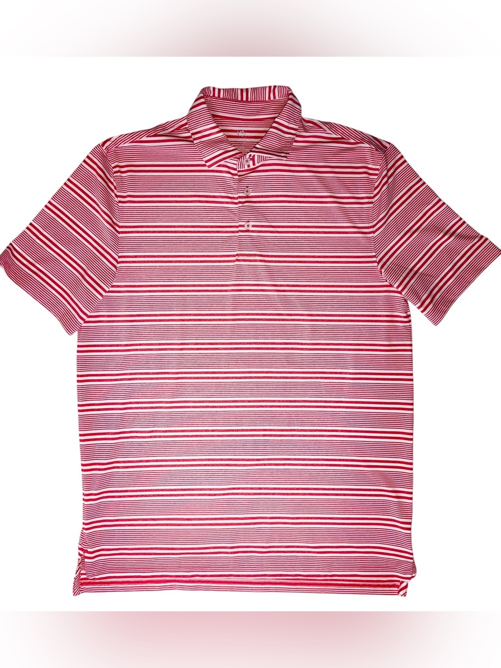 Southern Tide Red and White Striped Polo Shirt